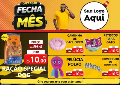 Modelo de Encarte para Encarte A4 Horizontal com o tema Operação Fecha Mês para Pet Shop