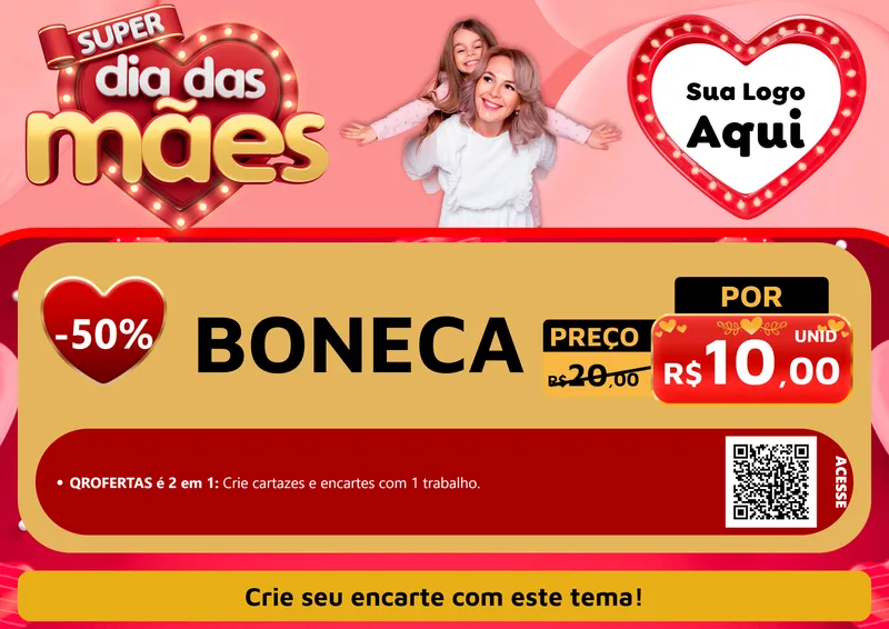 Modelo de Cartaz para Cartaz A4 Horizontal com o tema Super Dia Das Mães para Brinquedos