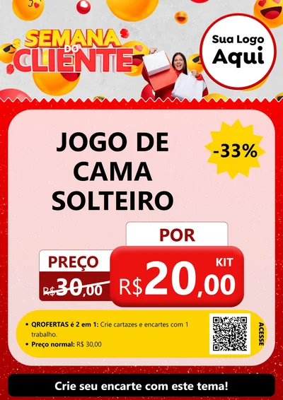 Modelo de Cartaz para Cartaz A4 Vertical com o tema Semana do Cliente para Cama, Mesa e Banho