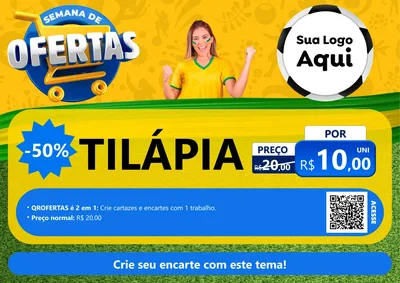 Modelo de Cartaz para Cartaz A4 Horizontal com o tema Semana de Ofertas - Copa para Peixaria