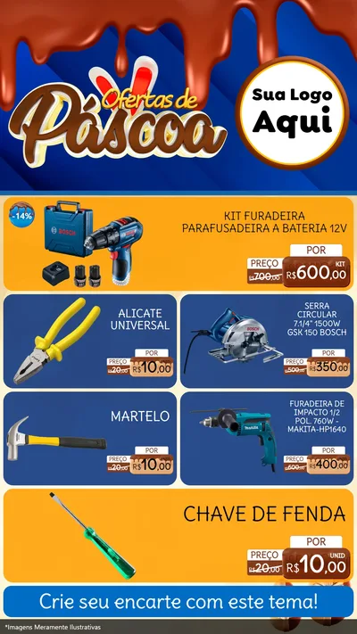 Modelo de TV para TV Vertical com o tema Ofertas de Páscoa para Maquinas e Ferramentas