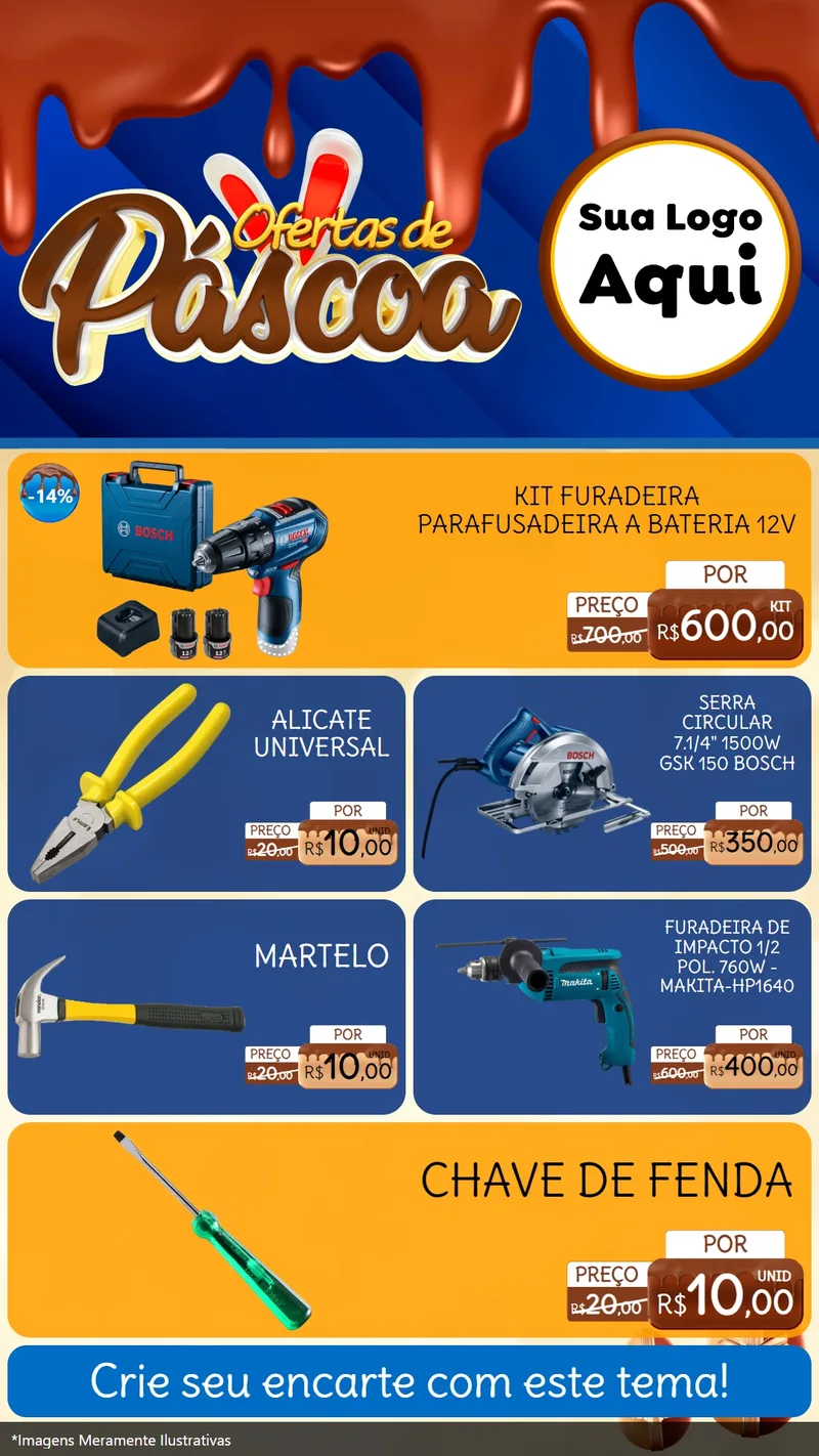 Modelo de TV para TV Vertical com o tema Ofertas de Páscoa para Maquinas e Ferramentas
