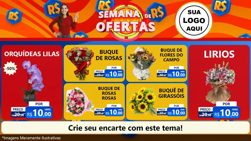 Modelo de TV para TV Horizontal com o tema Semana de Ofertas para Floricultura e jardim