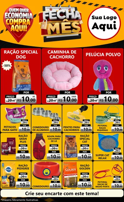 Modelo de Encarte para Encarte Grande com o tema Fecha Mês para Pet Shop