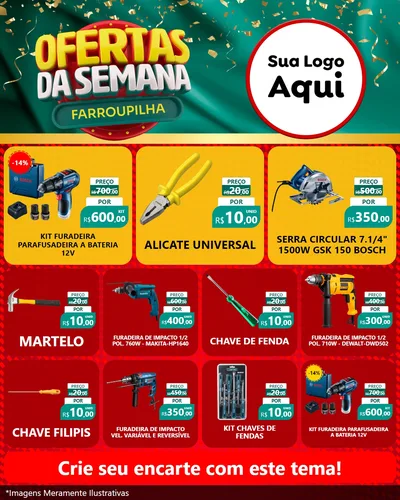 Modelo de Rede Social para Feed Instagram com o tema Ofertas da Semana Farroupilha para Maquinas e Ferramentas