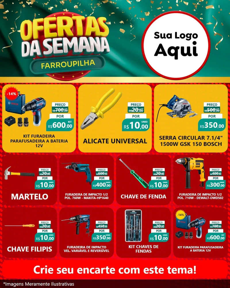 Modelo de Rede Social para Feed Instagram com o tema Ofertas da Semana Farroupilha para Maquinas e Ferramentas