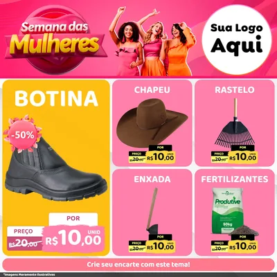 Modelo de Rede Social para Feed Facebook com o tema Semana das Mulheres para Agropecuária