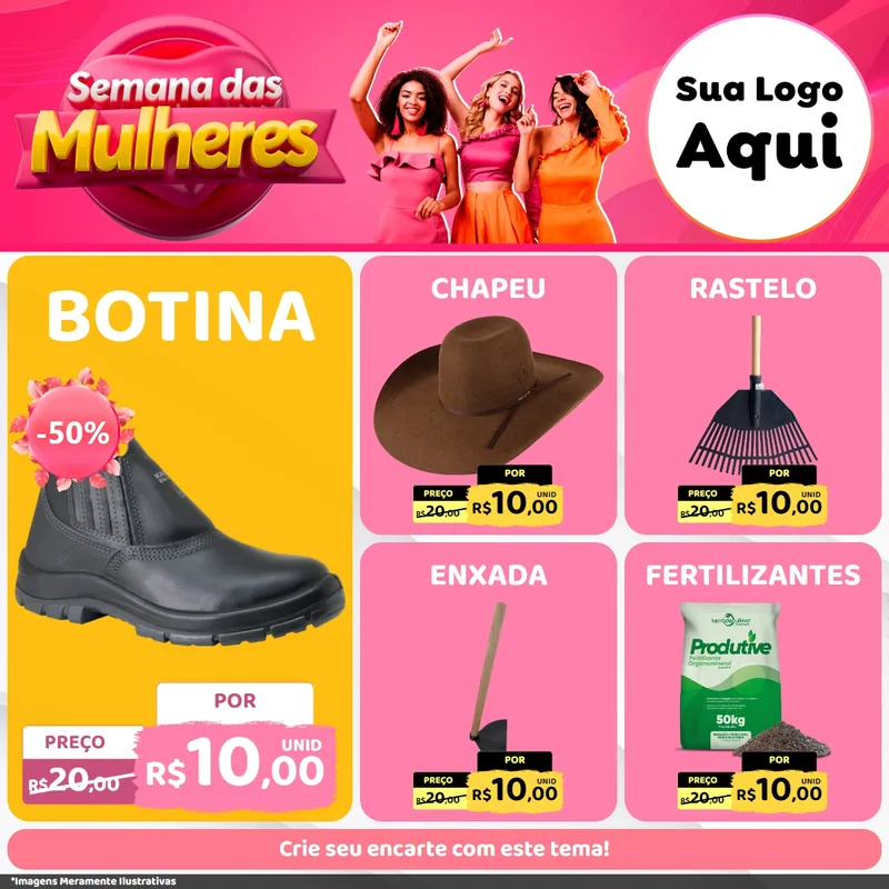 Modelo de Rede Social para Feed Facebook com o tema Semana das Mulheres para Agropecuária