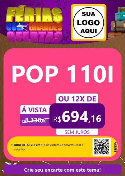 Modelo de Cartaz para Cartaz A4 Vertical com o tema Férias com Grandes Ofertas para Concessionaria de Motos