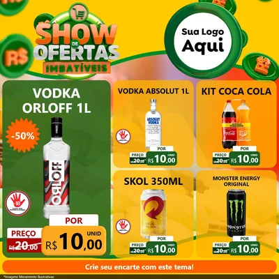 Modelo de Rede Social para Feed Facebook com o tema Show de Ofertas Imbatíveis para Distribuidora de bebidas