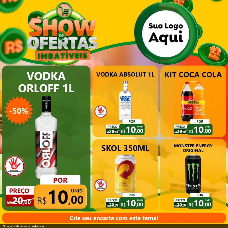 Modelo de Rede Social para Feed Facebook com o tema Show de Ofertas Imbatíveis para Distribuidora de bebidas