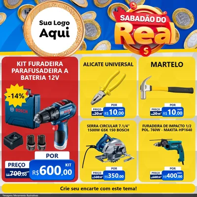 Modelo de Rede Social para Feed Facebook com o tema Sabadão do Real para Maquinas e Ferramentas