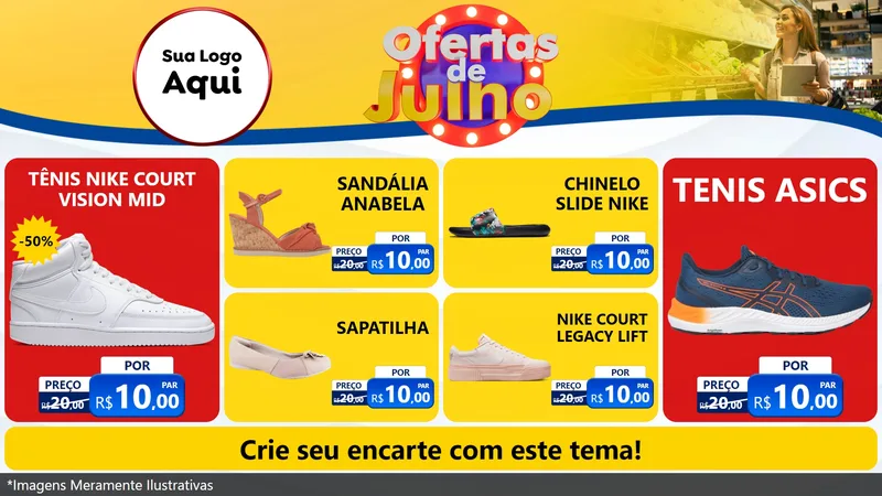 Modelo de TV para TV Horizontal com o tema Ofertas de Julho para Calçados