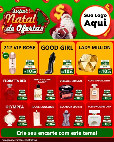 Modelo de Rede Social para Feed Instagram com o tema Super Natal de Ofertas para Perfumes