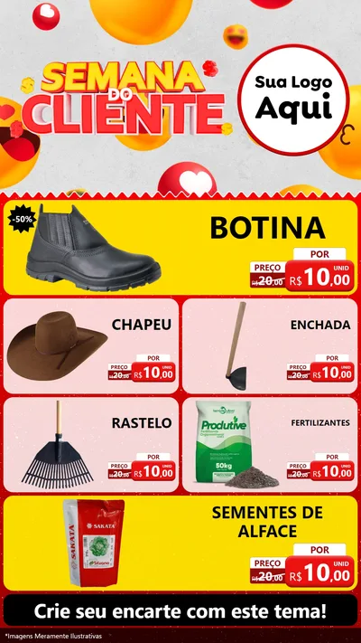 Modelo de TV para TV Vertical com o tema Semana do Cliente para Agropecuária
