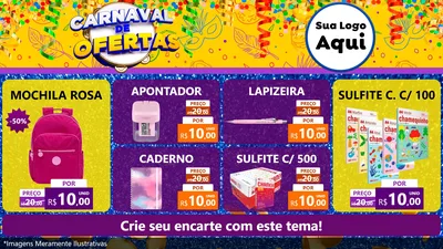 Modelo de TV para TV Horizontal com o tema Carnaval de Ofertas para Papelaria