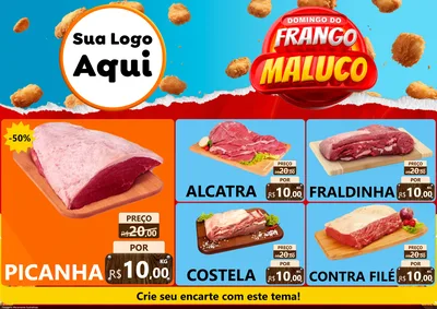Modelo de Encarte para Encarte A4 Horizontal com o tema Domingo do Frango Maluco para Açougue