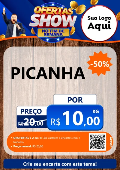 Modelo de Cartaz para Cartaz A4 Vertical com o tema Ofertas Show No Fim De Semana para Açougue