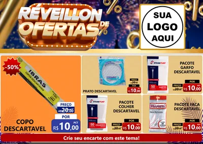 Modelo de Encarte para Encarte A4 Horizontal com o tema Réveillon de Ofertas para Embalagens