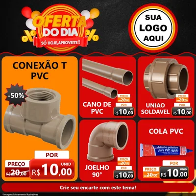 Modelo de Rede Social para Feed Facebook com o tema Oferta do Dia - Só hoje, Aproveite! para Tubos e conexões