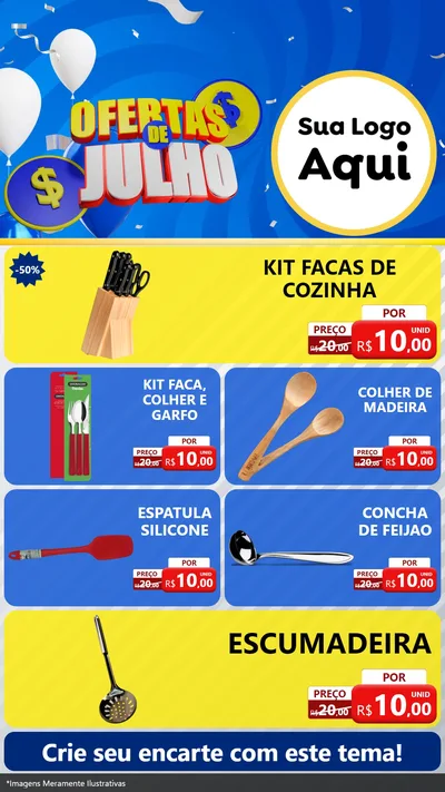 Modelo de TV para TV Vertical com o tema Ofertas de Julho para Utilidades Domésticas