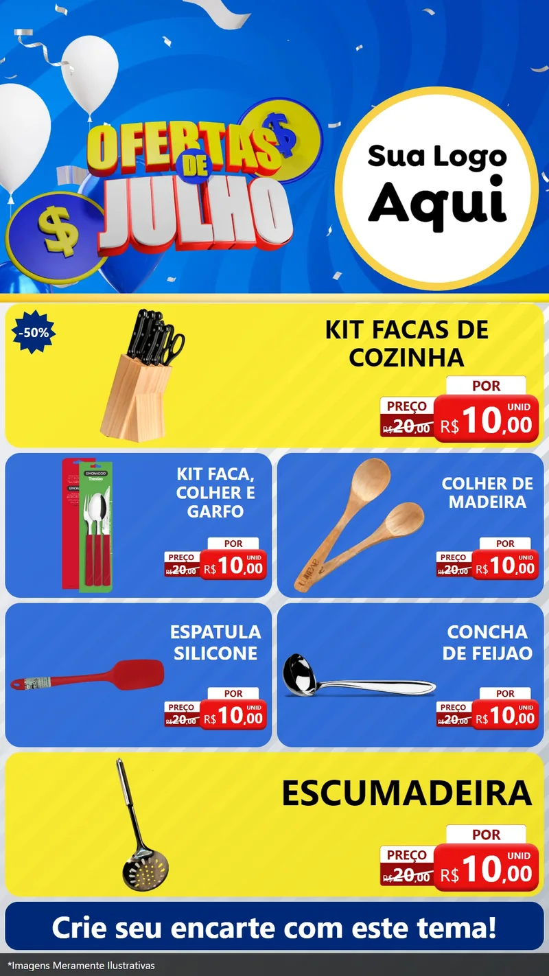 Modelo de TV para TV Vertical com o tema Ofertas de Julho para Utilidades Domésticas