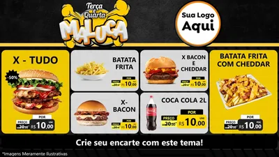 Modelo de TV para TV Horizontal com o tema Terça e Quarta Maluca para Hamburgueria
