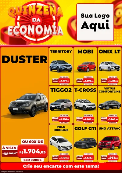 Modelo de Encarte para Encarte A4 Vertical com o tema Quinzena Da Economia para Concessionaria de Carros