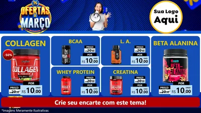 Modelo de TV para TV Horizontal com o tema Ofertas de Março para Suplementos alimentares