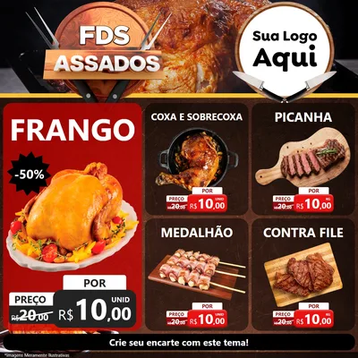 Modelo de Rede Social para Feed Facebook com o tema Fim de Semana dos Assados para Assados