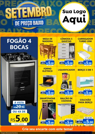 Modelo de Encarte para Encarte A4 Vertical com o tema Setembro De Preço Baixo para Móveis e Eletro