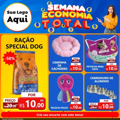 Modelo de Rede Social para Feed Facebook com o tema Semana Economia Total para Pet Shop