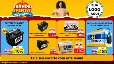 Modelo de TV para TV Horizontal com o tema Grandes Ofertas Para Economizar! para Baterias Elétricas