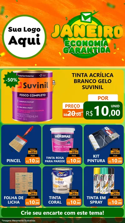 Modelo de Rede Social para Stories com o tema Janeiro - Economia Garantida para Tintas e Ferramentas