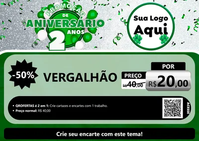 Modelo de Cartaz para Cartaz A4 Horizontal com o tema Promoção de Aniversário - 2 Anos para Ferragens