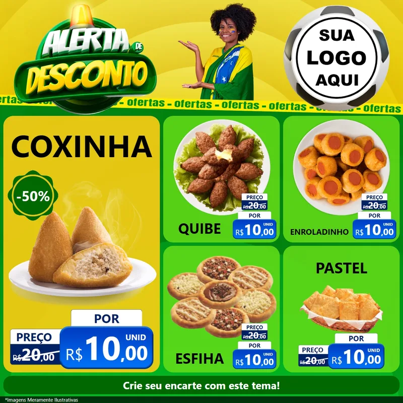 Modelo de Rede Social para Feed Facebook com o tema Alerta de Desconto para Salgadaria