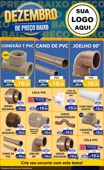 Modelo de Encarte para Encarte Grande com o tema Dezembro de Preço Baixo para Tubos e conexões