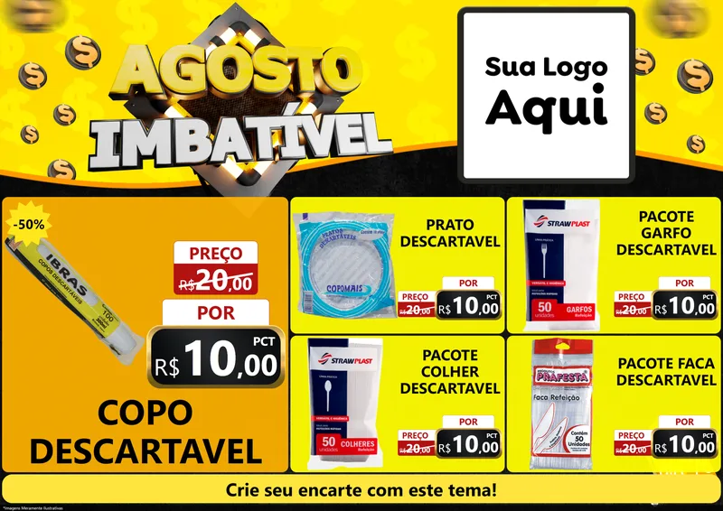 Modelo de Encarte para Encarte A4 Horizontal com o tema Agosto Imbatível para Embalagens