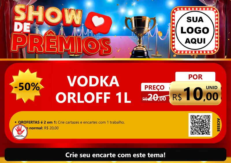 Modelo de Cartaz para Cartaz A4 Horizontal com o tema Show de Prêmios para Distribuidora de bebidas