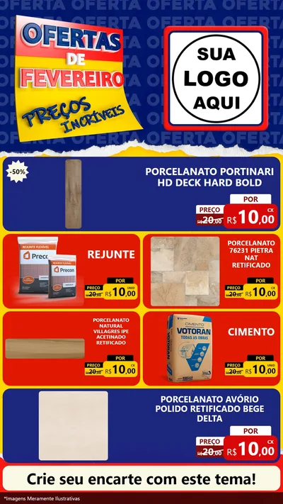 Modelo de TV para TV Vertical com o tema Ofertas de Fevereiro - Preços Incríveis para Pisos e revestimentos