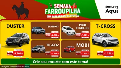 Modelo de TV para TV Horizontal com o tema Semana Farroupilha - Uma Barbaridade de Ofertas para Concessionaria de Carros