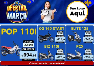 Modelo de Encarte para Encarte A4 Horizontal com o tema Ofertas de Março para Concessionaria de Motos