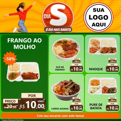 Modelo de Rede Social para Feed Facebook com o tema Dia S - O Dia Mais Barato para Restaurante