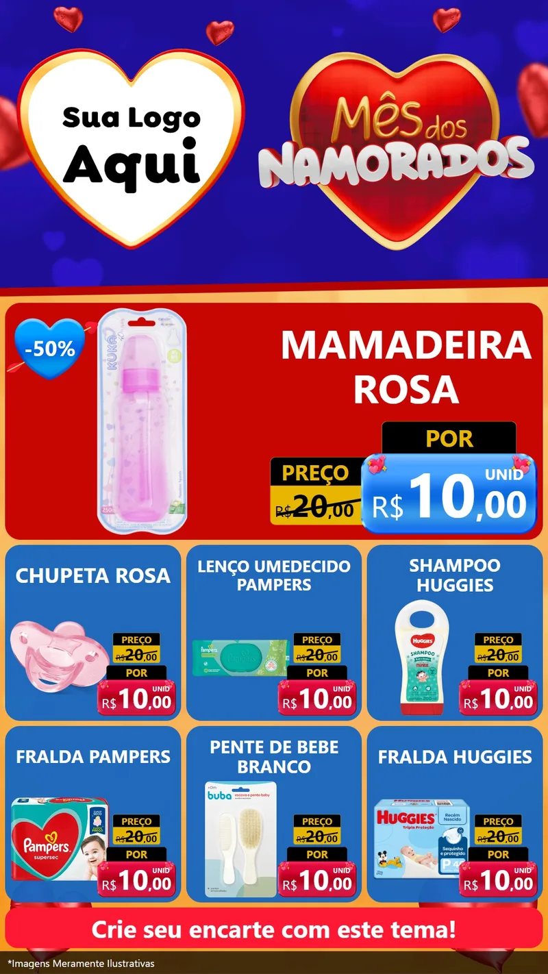 Modelo de Rede Social para Stories com o tema Mês dos Namorados para Bebês