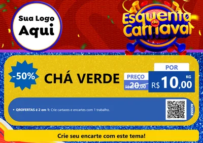 Modelo de Cartaz para Cartaz A4 Horizontal com o tema Esquenta de Carnaval para Produtos Naturais