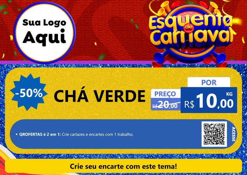 Modelo de Cartaz para Cartaz A4 Horizontal com o tema Esquenta de Carnaval para Produtos Naturais