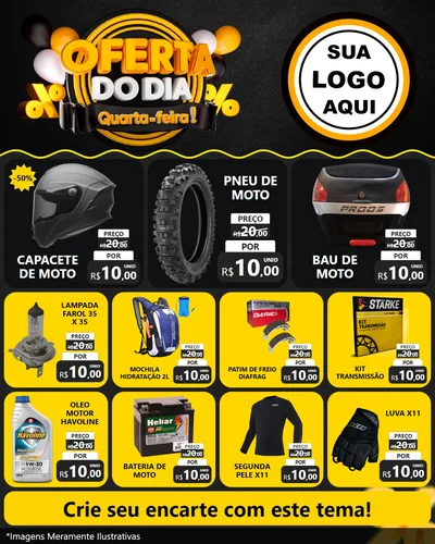 Modelo de Rede Social para Feed Instagram com o tema Oferta do Dia - Quarta Feira! para Moto peças