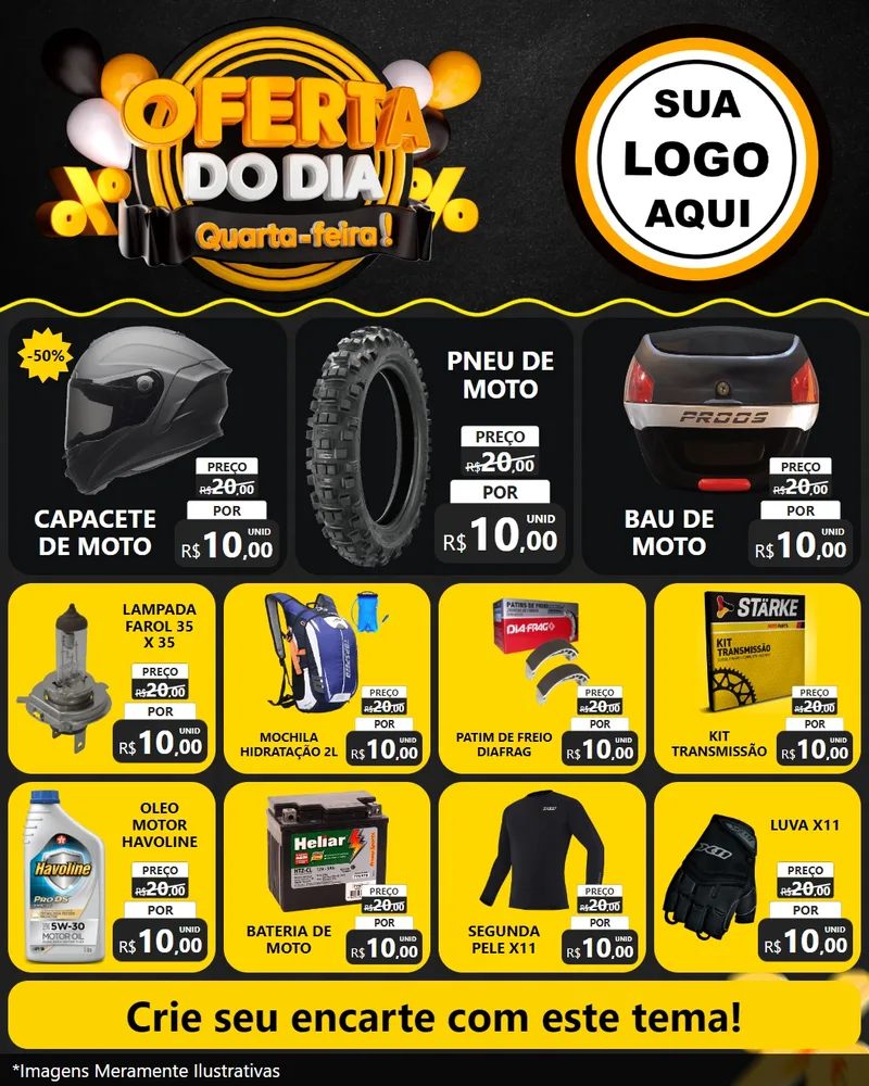 Modelo de Rede Social para Feed Instagram com o tema Oferta do Dia - Quarta Feira! para Moto peças