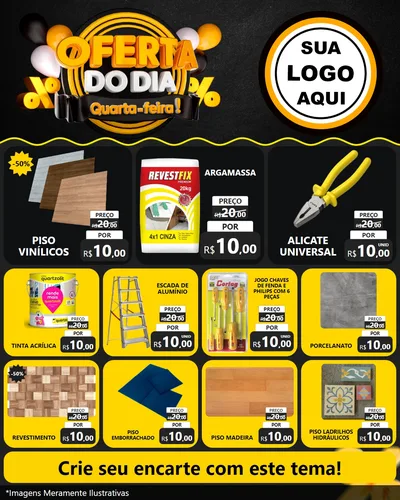 Modelo de Rede Social para Feed Instagram com o tema Oferta do Dia - Quarta Feira! para Material para Construção