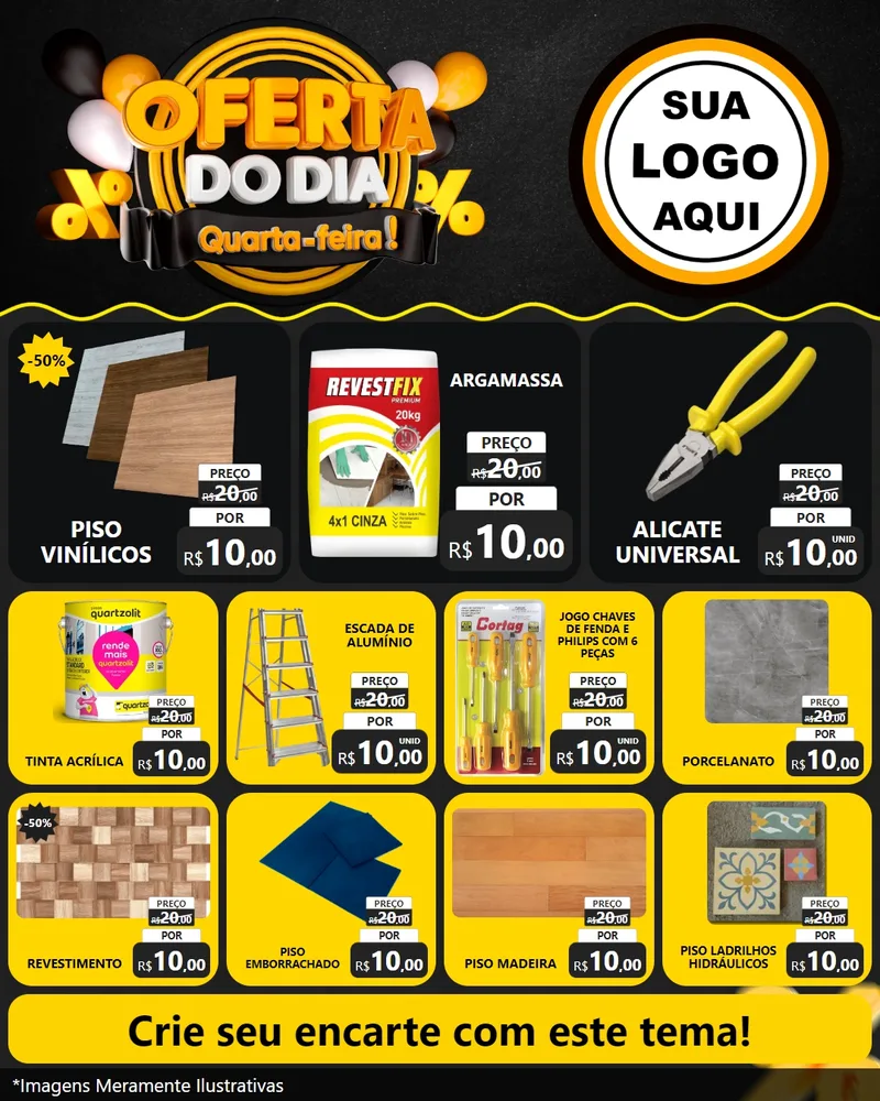 Modelo de Rede Social para Feed Instagram com o tema Oferta do Dia - Quarta Feira! para Material para Construção